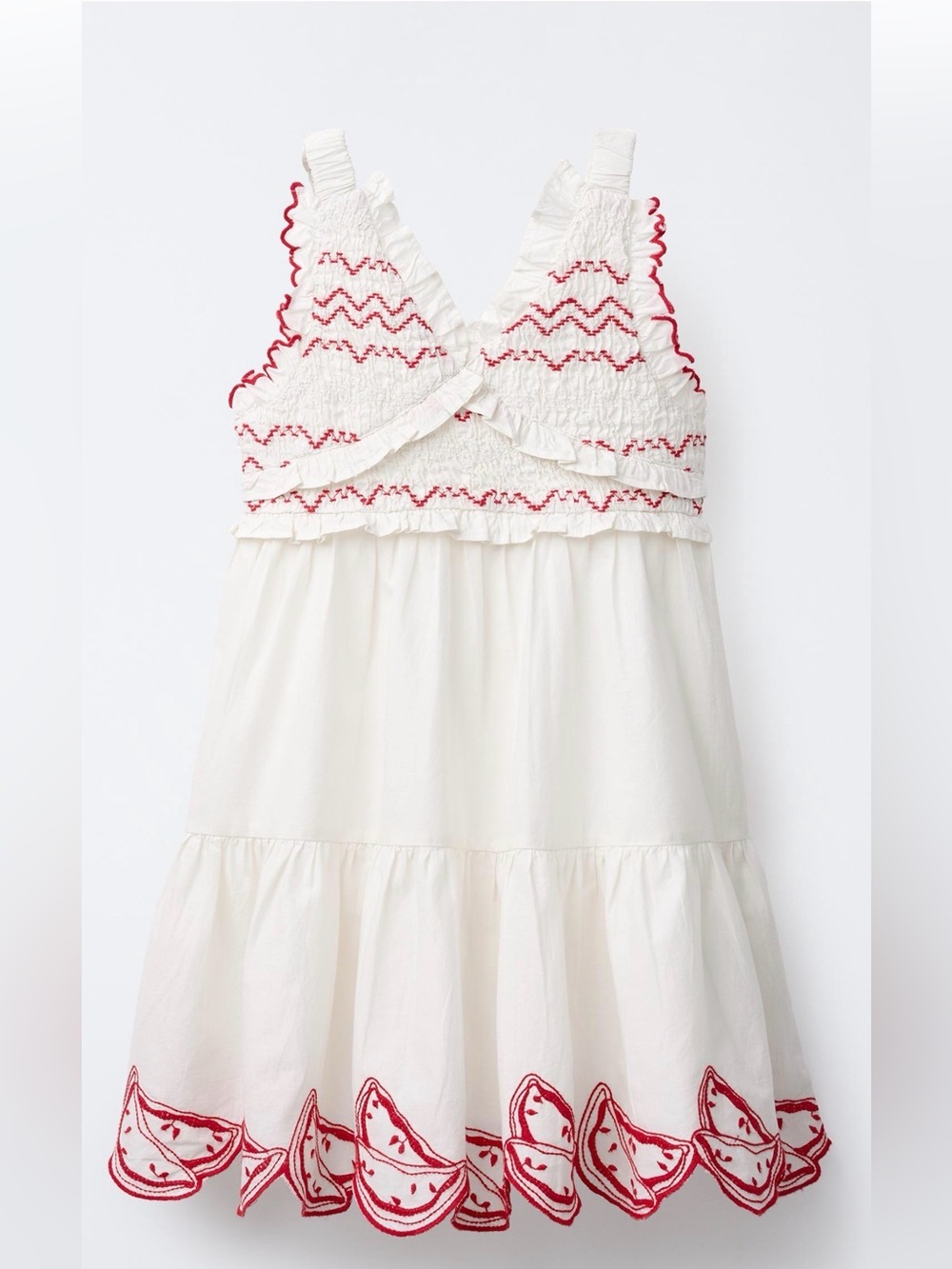 ZARA Girls Watermelon Embroidered Smocked Dress Size 9–10